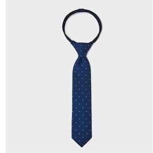 Cat & Jack Boys Blue Polka Dot Zip Necktie S/M Woven NEW w Tags
